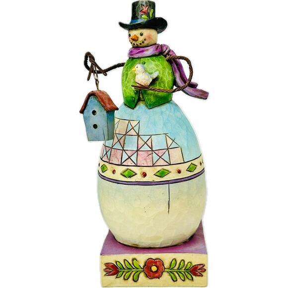 Jim Shore WARM AND COZY 2008 Snowman Figurine with Birdhouse and Bird #4010362 - Picture 1 of 10